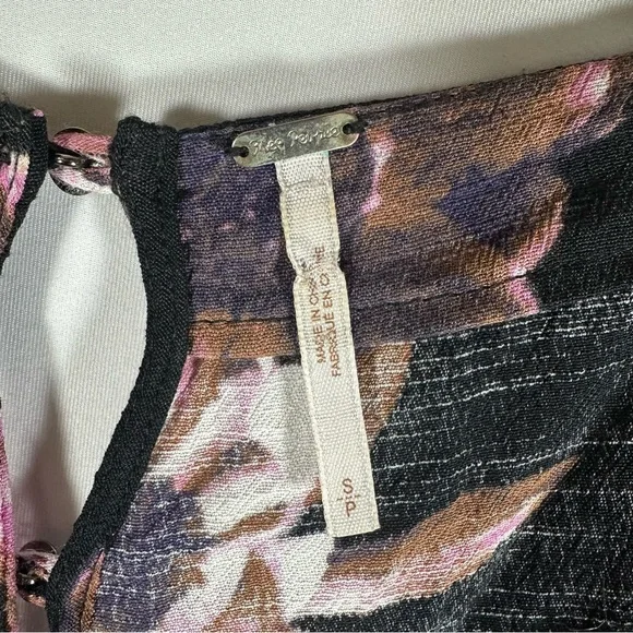 FREE PEOPLE All the Right Ruffles Floral Romper Black Brown Pink Size Small - Picture 4 of 15